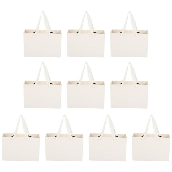 10 Pcs Gift Bag Birthday Bags for Presents Paper Kraft Tote White Shopping