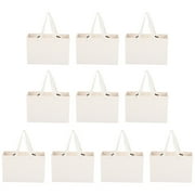 KAKOWELY 10Pcs White Paper Shopping Bags with Handles for General Users 6.3x5.1x2.4in