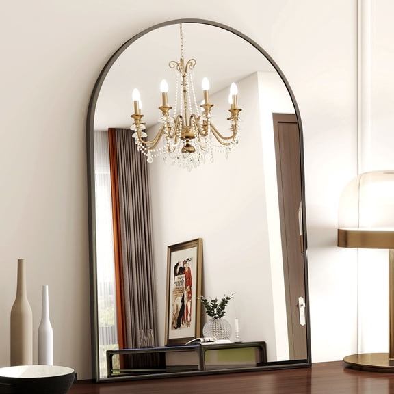 SHATTERVIEW 20"x30" Bathroom Wall Mounted Mirror Arched Hanging Vanity Mirror, Black