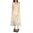 thumbnail image 3 of Fengqque Women's Summer Maxi Dress Round Neck Sleeveless Bohemian Spaghetti Strap Long Maxi Dress Beige L(L), 3 of 7