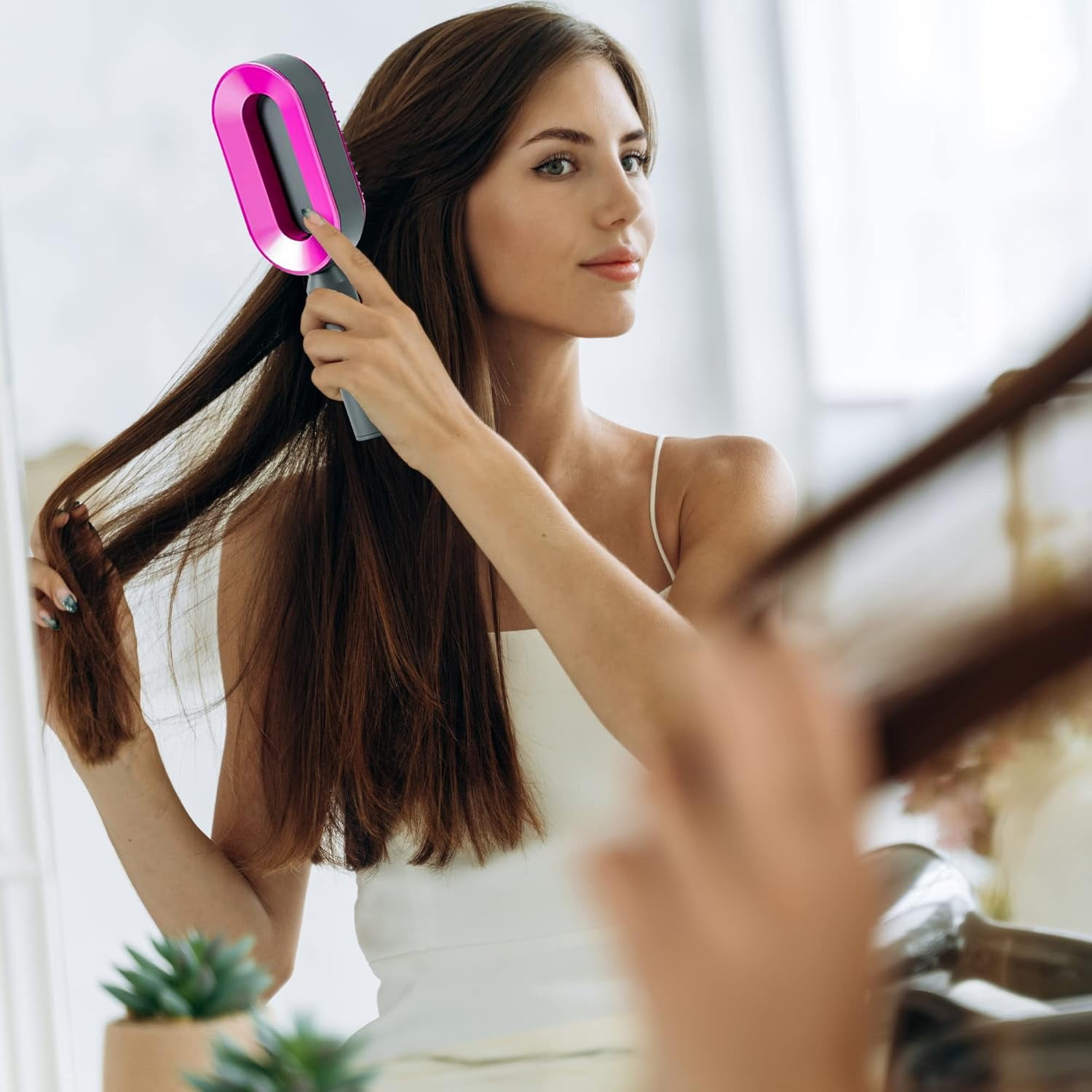 Self Cleaning Hair brushes for Women, Kids - Hair Brush for Curly, Thick, Straight, Thin, Wet or Dry Hair - Detangling Brush and Scalp Massager - Detangler Brush Comb Pain Free (Purple)