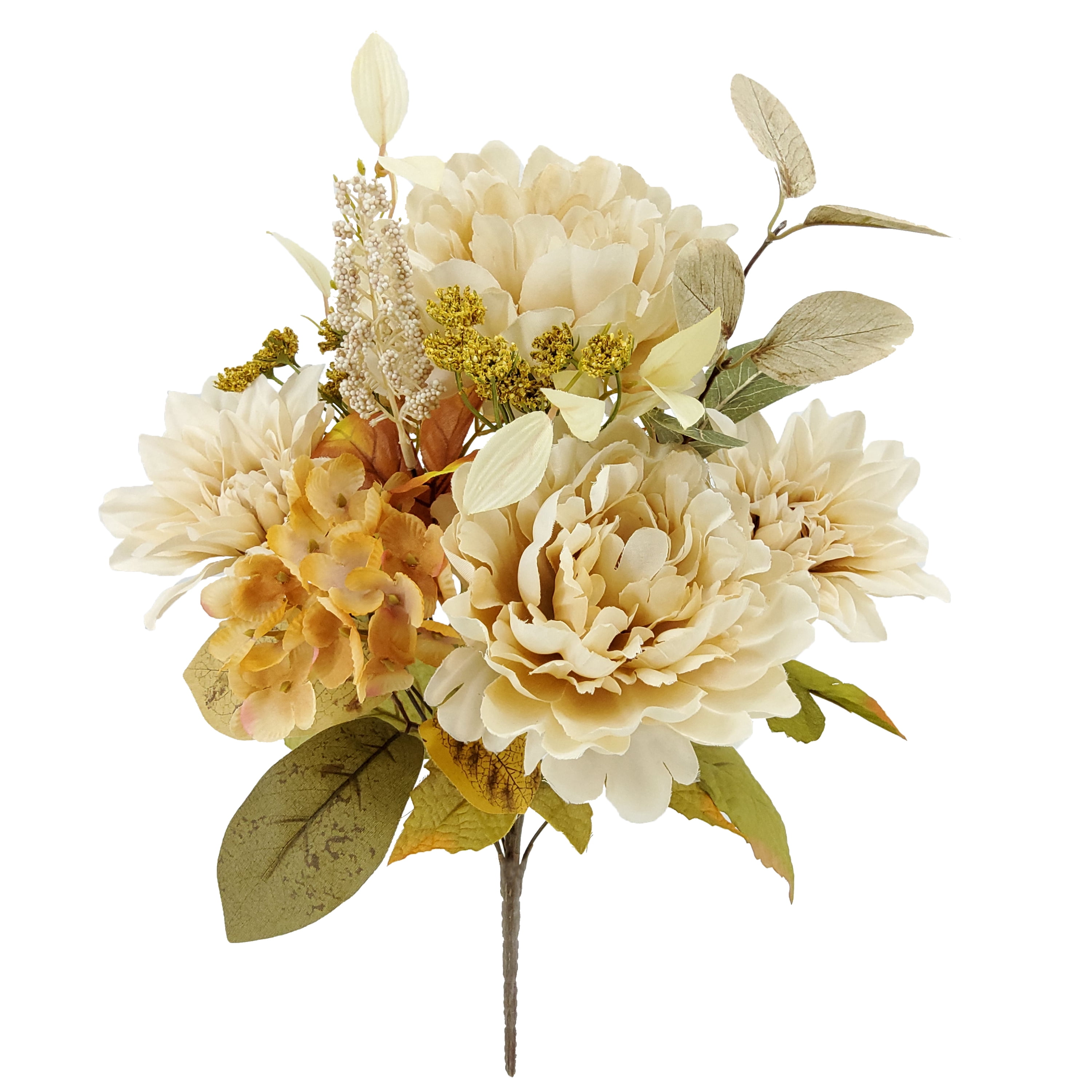 Mainstays Indoor Artificial Peony and Dahlia Mixed Bouquet, Cream, 18.5 in