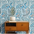 thumbnail image 2 of S4Sassy Peel & Stick Vinyl Wallpaper, Paisley Floral Wall Paper Contact Paper Waterproof- Blue, 25"X 240", Removable Asian Style Covering For Home Decor In Bedrooms & Living Areas, Renter Space, 2 of 8