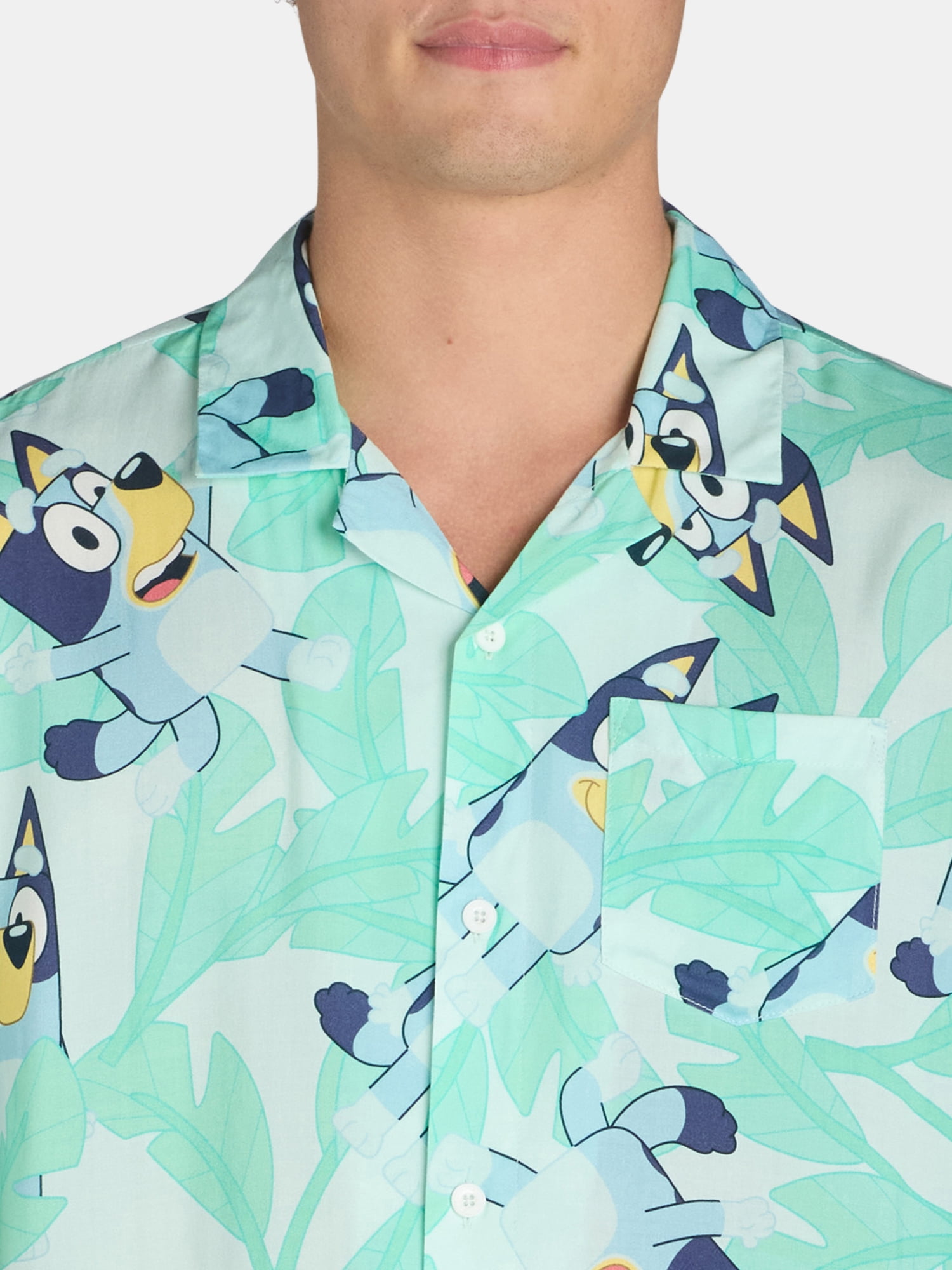 Bluey Men’s and Big Men’s Palm Trees Graphic Polo Shirt, Sizes S-3XL