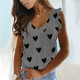 thumbnail image 1 of Nouveau T-Shirt à Imprimé Coeur Décontracté pour Femmes V Col Sans Manches, 1 of 2