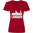 thumbnail image 3 of Inktastic London England City Skyline with Grunge Women's V-Neck T-Shirt, 3 of 5