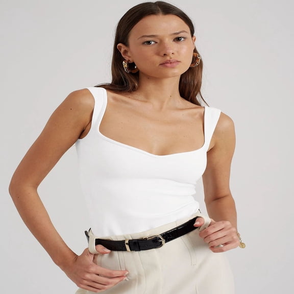 LYMAYTER Women Fashion Tank Casual Square Neck Sleeveless Tops for S-XL Summer Slim Going Out Crop Vest