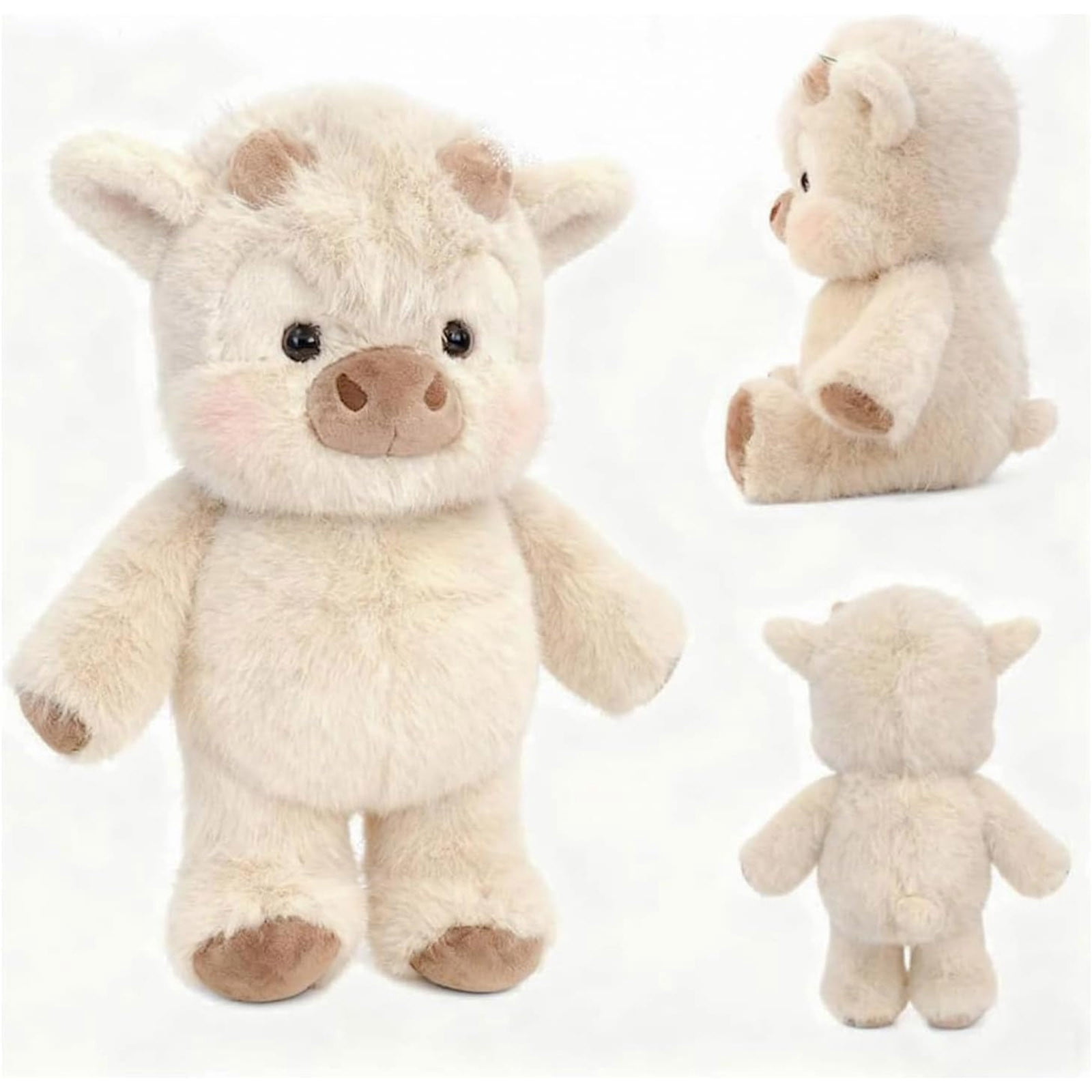 Adorable Highland Cow Plush Toy - Soft Furry Cuddly Stuffed Animal For Stress Relief & Emotional Comfort, Cute Home Decor, Perfect Year of The Horse 2026 & Valentine's Day Gift, 17.7in, C