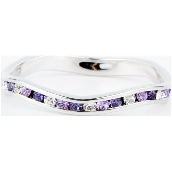 Purple Tonal Swarovski Crystal Stackable ring in Sterling Silver