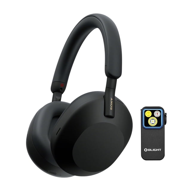 Auriculares supraaurales inalámbricos Sony WH-1000XM5 con cancelación de ruido (negros), paquete con