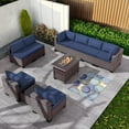 thumbnail image 5 of Gotland Outdoor Patio PE Rattan Wicker Furniture Set with 43" Propane Fire Pit Table 10 Pieces Steel, 5 of 7