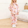 thumbnail image 2 of CUZIBR Holiday Outfits Cozy Fuzzy Thick Warm Long Sleeve Sleep Set Cute Cartoon Print Button Down Top Pants Plush Home Dailywear Cute Winter Outfits,Pink,8-9 Years, 2 of 6