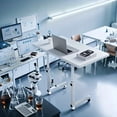 thumbnail image 3 of Adjustable Height Rolling Table with Wheels, Laptop Surface & Metal Frame, for Labs, Bedrooms, Living Rooms, 3 of 14