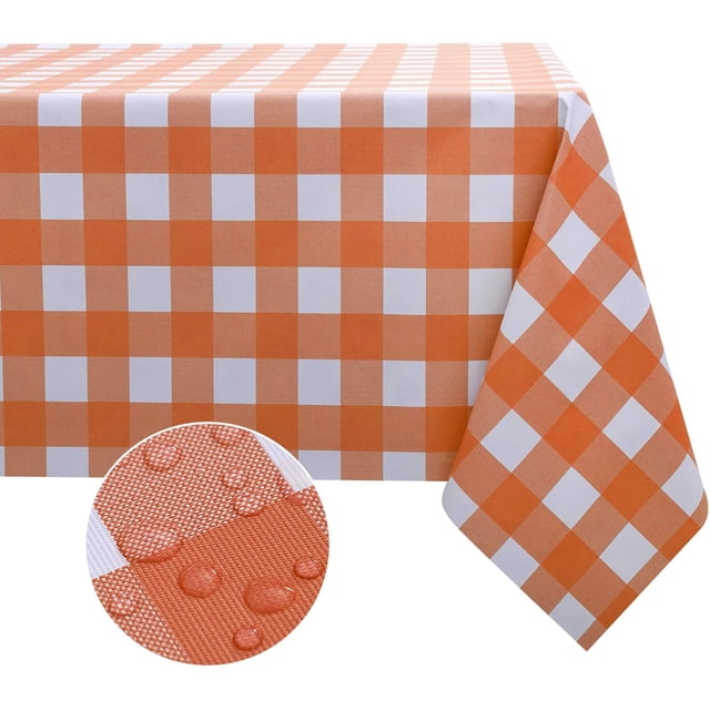 Vinyl Table Cloth, Oil-Proof Spill-Proof 100% Waterproof PVC Square Tablecloth, Wipeable Plastic Table Cover for Outdoor, Picnic, Camping