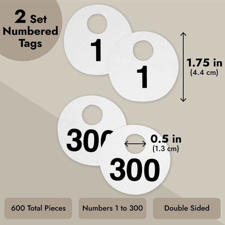 Walmart 2 Sets Round Numbered Tags 1-300, Double-Sided PVC Coat Check Tickets (1.7 In, 600 Pcs) - Walmart.com walmart-2-sets-round-numbered-tags-1-300-double-sided-pvc-coat-check-tickets-1-7-in-600-pcs-walmart-com