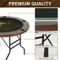 thumbnail image 5 of RayChee Round Poker Table Foldable, Folding Texas Holdem Table, 6 Players Portable Casino Card Game Table w/Water-Resistant Cushioned Rail and Stainless Steel Cup Holders (Brown, 46 Inch), 5 of 7
