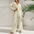 thumbnail image 5 of ZZwxWA Womens 2 Piece Pajamas Sleepwear Soft Button Down Shirt Loungewear Long Sleeve Pjs Set, 5 of 6