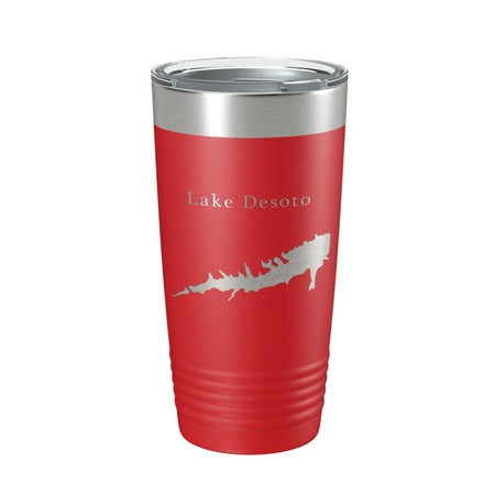 

Lake Desoto Map Tumbler Travel Mug Insulated Laser Engraved Coffee Cup Hot Springs Village Arkansas 20 oz Red