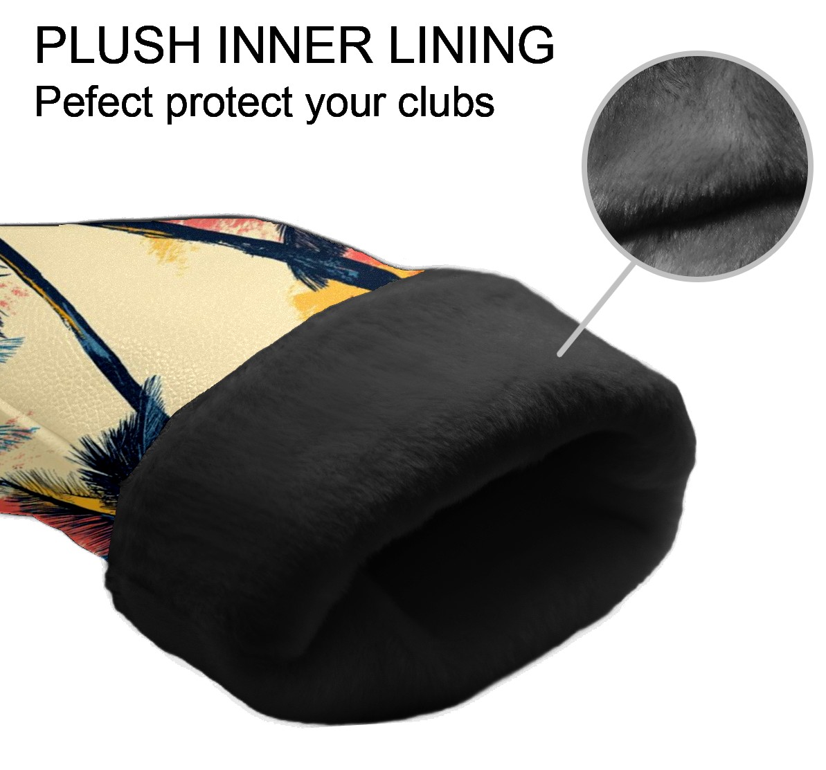 Golf Club Head Covers - Coconut Tree Pattern Design, Premium PU Leather Driver/Hybrid Cover with Velvet Lining, Waterproof | Unisex Golf Gift