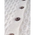 thumbnail image 3 of Baby Coat Monochrome Lozenge Pattern Knit Button Loose Breathable Jacket, 3 of 5