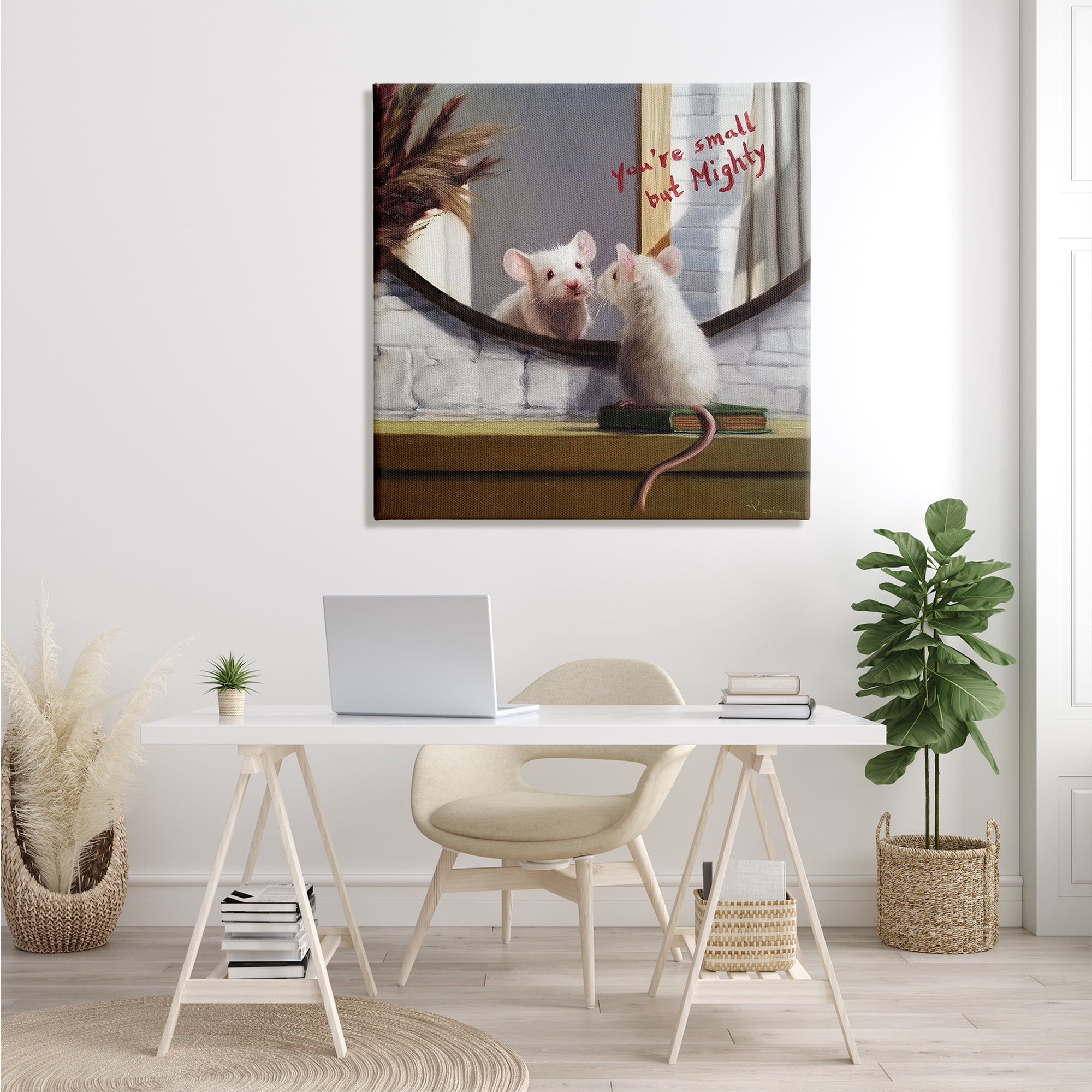 Stupell Industries Small but Mighty Sentiments Adorable Mouse in Mirror, 36 x 36, Designed by Lucia Heffernan
