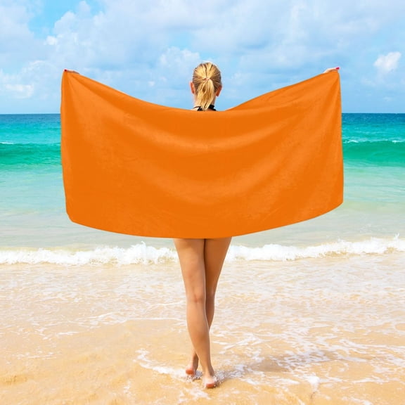 Ryvnso Dark Orange Print Oversized Beach Towel Microfiber Bath Blankets Swimming Fitness 37" x 74"