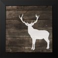 thumbnail image 2 of Atelier B Art Studio 12x12 Black Modern Framed Museum Art Print Titled - Right Side Deer Silhouette on Wood, 2 of 5