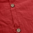 thumbnail image 5 of Olyvenn Linen Shirts for Women 2025 Short Sleeve Crewneck Tops Casual Loose Fit Blouses Trendy Summer Button T-Shirt Red XL, 5 of 7