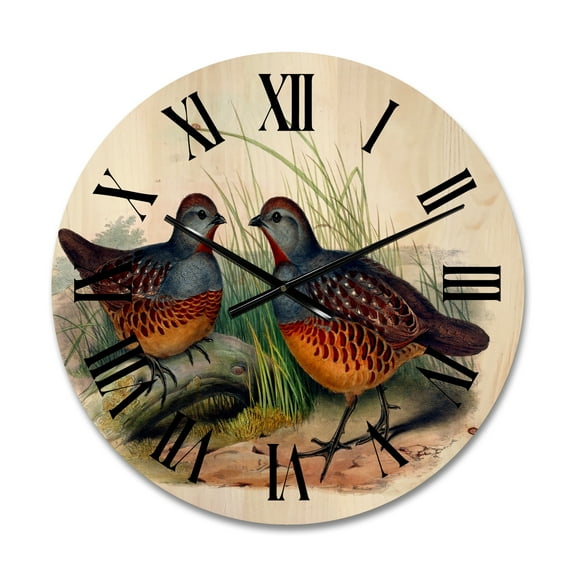 Designart 'Ancient Birds In The Wild VII' Traditional Wood Wall Clock