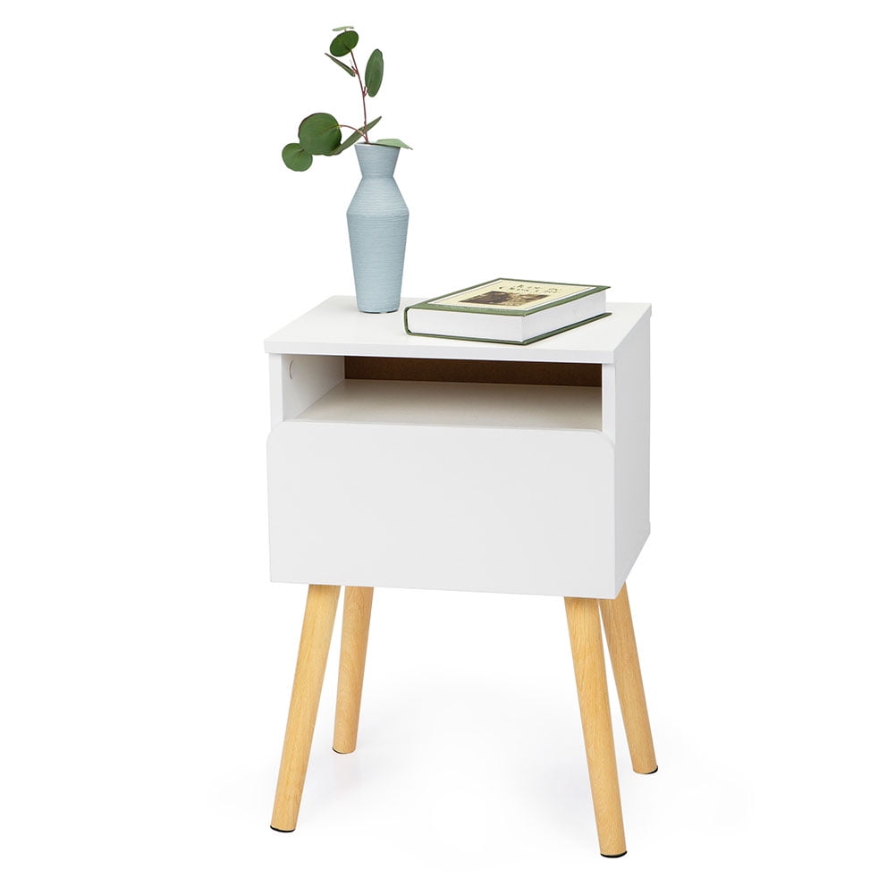 Kepooman Nightstand, Modern End Table Side Table with Drawer and Storage Shelf Wood Night Stand Bedside Table for Bedroom, Living Room, Sofa Couch, Hall, White Kepooman Nightstand, Modern End Table Side Table with Drawer and Storage Shelf Wood Night Stand Bedside Table for Bedroom, Living Room, Sofa Couch, Hall, White