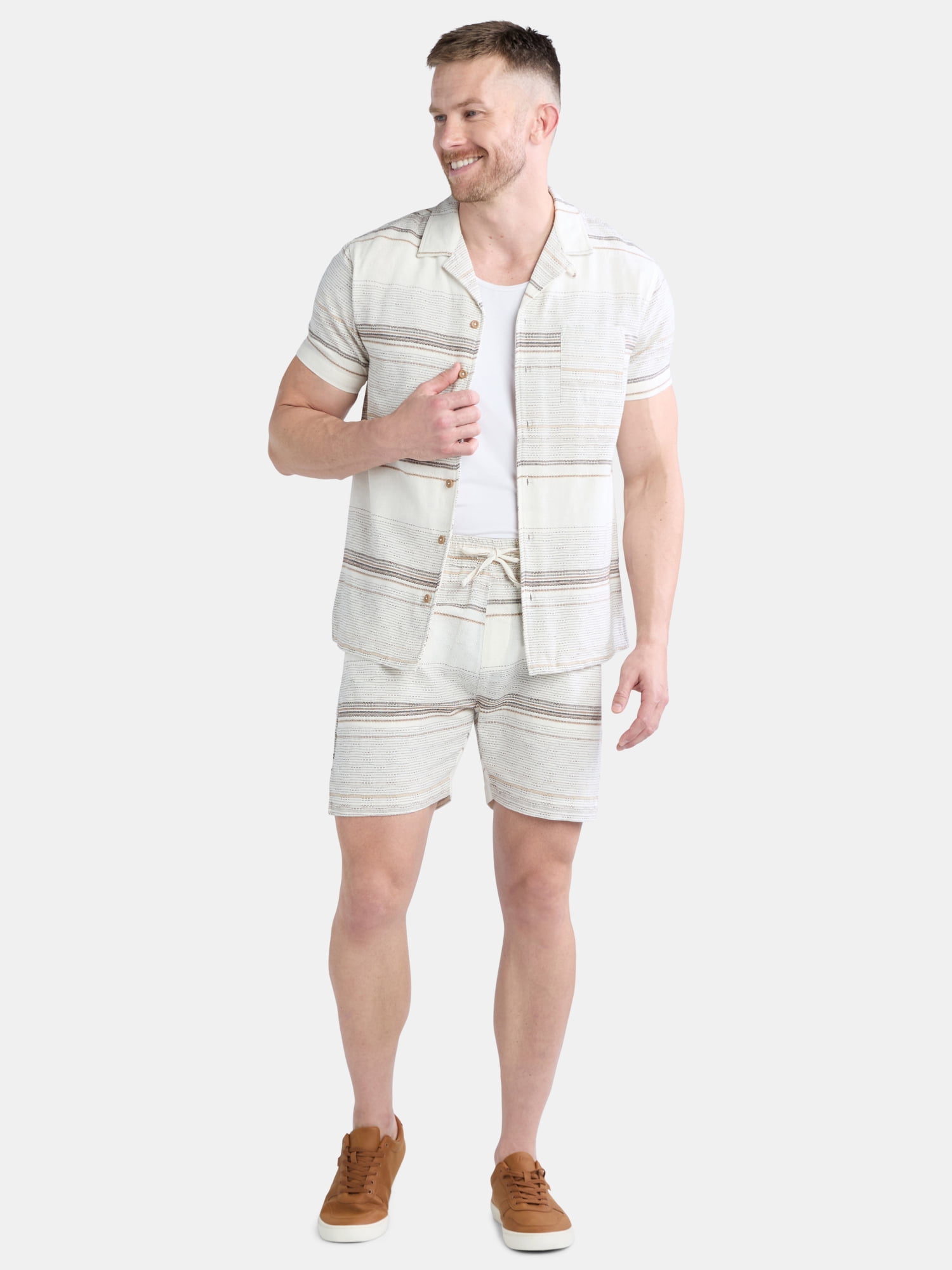 Fly By Night Men’s and Big Men’s Passport Striped Shorts, 6" Inseam, Sizes S-3XL