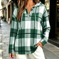 thumbnail image 6 of Hoodie for Women Long Sleeve Plaid Fall Winter Casual Sweatshirt Mid Length Drawstring Detail Relaxed Fit Stylish Everyday Sweatshirts, 6 of 9