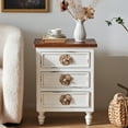 thumbnail image 6 of MDQMD White Nightstand with Floral Knob,24.8'' Vintage Bedside Table with 3 Drawers for Bedroom,Wood End Table Living Room, 6 of 7