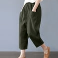 thumbnail image 5 of XFLWAM Womens Capri Yoga Pants Wide Leg Loose Comfy Lounge Capris Sweatpants with Pockets Green S, 5 of 9