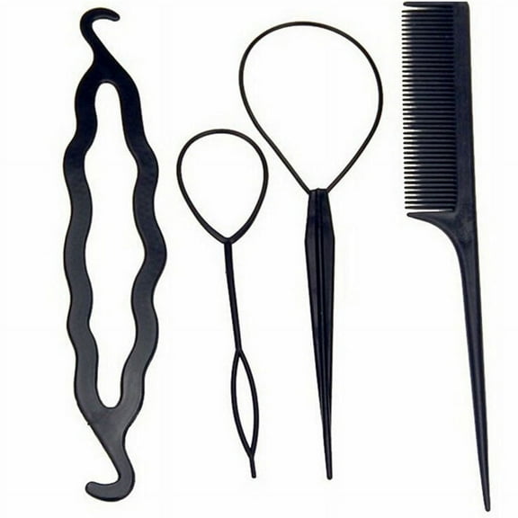 4pc Set Hair Styling Clip Bun Maker Topsy Tail Braid Ponytail Maker Styling Tool