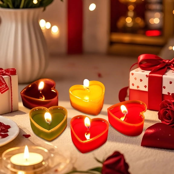 9-Pack Heart-Shaped Rose Scented Candles - Aromatic Aromatherapy For Relaxation, Decorative Heart & Rose Design For Romantic Ambiance - For Home Bedroom Living Room Dining Room