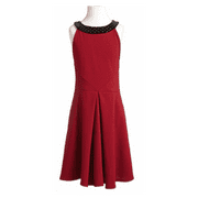 Sally Miller Girls' Studded Neckline Dress, wine, Size S, MSRP $84