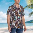 thumbnail image 3 of Bingfone Men's Short Sleeve Button Down Shirts Hawaiian Forest Cute Owl Printed Beach Shirt, 3 of 7