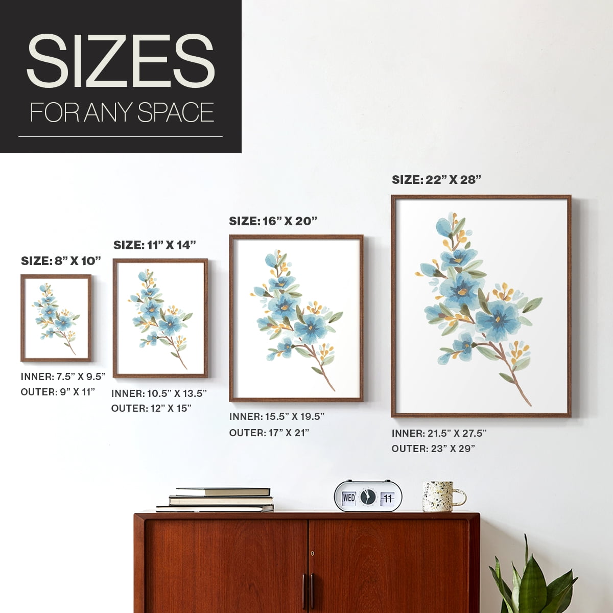 Wildflower Sprig I Framed Print - Solid Wood in Single Picture Frame Solid Wood 2 Framed Print