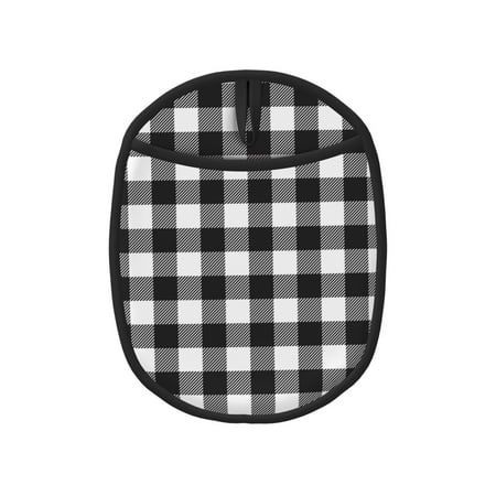 

Black white plaid Pot Holders for Kitchen - Heat Resistant Oven Mitts Hot Pads with Pocket Non Slip Silicone Pot Holders Cuteness Hanging Loop Potholders for Kitchen Baking
