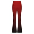 thumbnail image 3 of SELONE Flare Leggings for Women Plus Size Mid Waist Gym Leggings Full Length Summer Pants Curvy Casual Long Bootcut Vacation Pants Pull on Gradient Print Yoga Lightweight Red L Breathable Beach Pants, 3 of 4