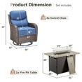 thumbnail image 2 of Planntonneo 5 Pieces Outdoor Patio Furniture Set with Fire Pit Table, 4 Swivel Rocking Chairs with 6" Thick Cushion for Porch Deck Garden Backyard, Brown/Blue, 2 of 11