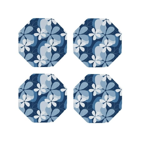 

Tideii Flower for Leather Coasters 4 Pieces Anti-fouling and Anti-scalding Decorative Coasters Suitable for Restaurants Kitchens Coffee Shops-Octagon