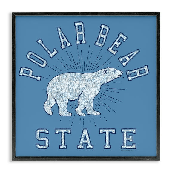 Stupell Industries Varsity Polar Bear State Animals Painting Black Framed Art Print Wall Art, 12 x 12