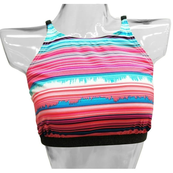 Tek Gear Multi Striped High Neck Bikini Top Swimwear Women's XL