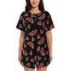thumbnail image 1 of Balery Watermelon Conjunto de Pijama para Mujer con Estampado, Dos Piezas de Manga Corta y Shorts, Ropa de Dormir Suave con Cuello Redondo y Bolsillos-Large, 1 of 6