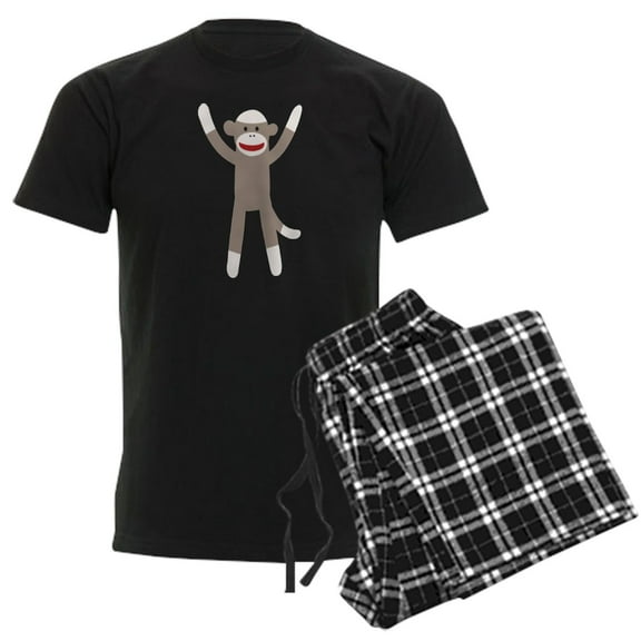 CafePress - Excited Sock Monkey Men's Dark Pajamas - Men's Dark Loose Fit Cotton Pajama Set
