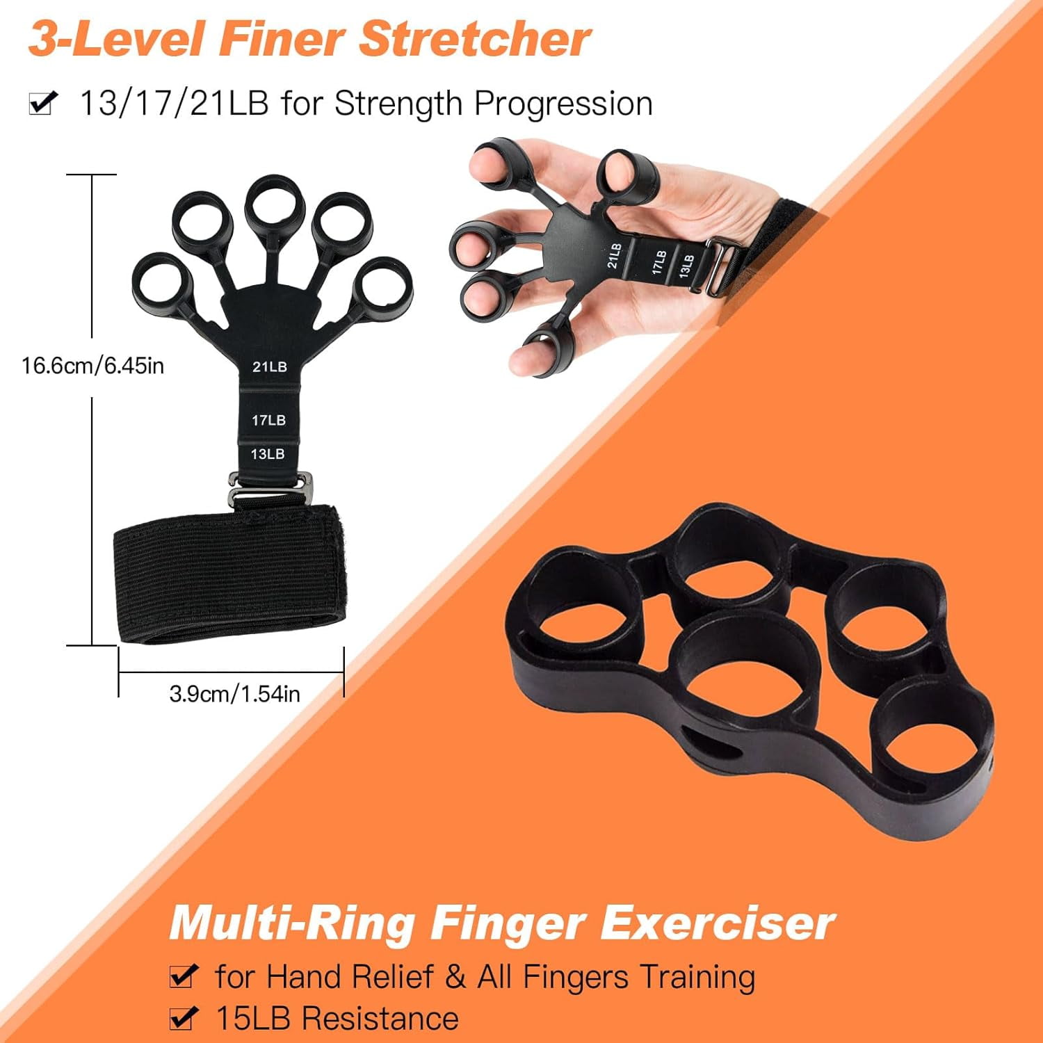 CYFIE Grip Strength Trainer Kit 6 Pack, Adjustable Hand Gripper Strengthener, Forearm Strengthener, Forearm Exerciser, Finger Strengthener, Stress Ball and Grip Ring for Workout Recovery & Musicians