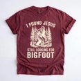 thumbnail image 3 of I Found Jesus Still Looking For Bigfoot Shirt, Funny Christian Sasquatch Tee, Retro Faith Humor Graphic T-Shirt, 3 of 4