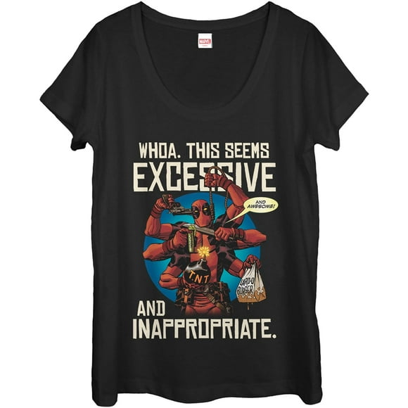 Womens Marvel Deadpool Excessive Behavior Scoop Neck - Black - Large